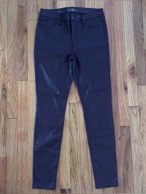 WHBM High Rise Skinny Coated Pants Women’s Sz 6 Black Cherry Office Brunch Femme